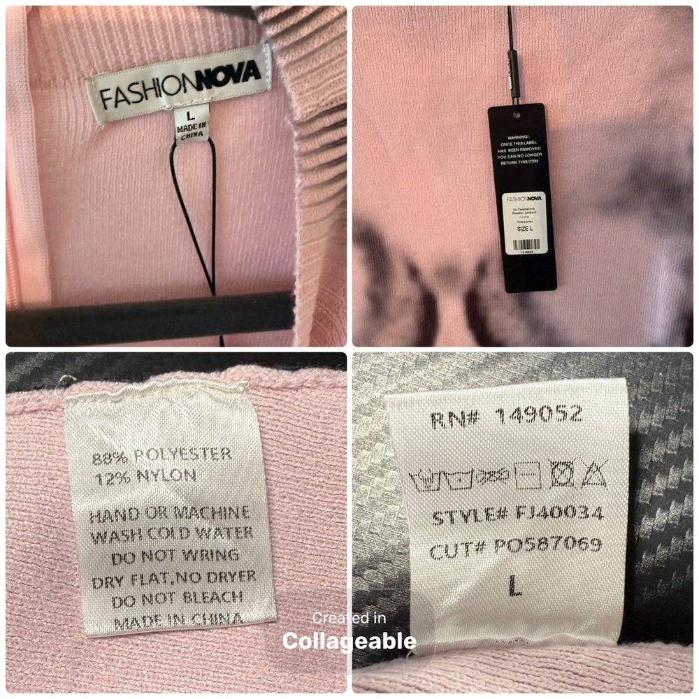 NWT Fashion Nova No Temptations Silhouette Sweater Jumpsuit Pink/combo Sz L - Picture 9 of 9